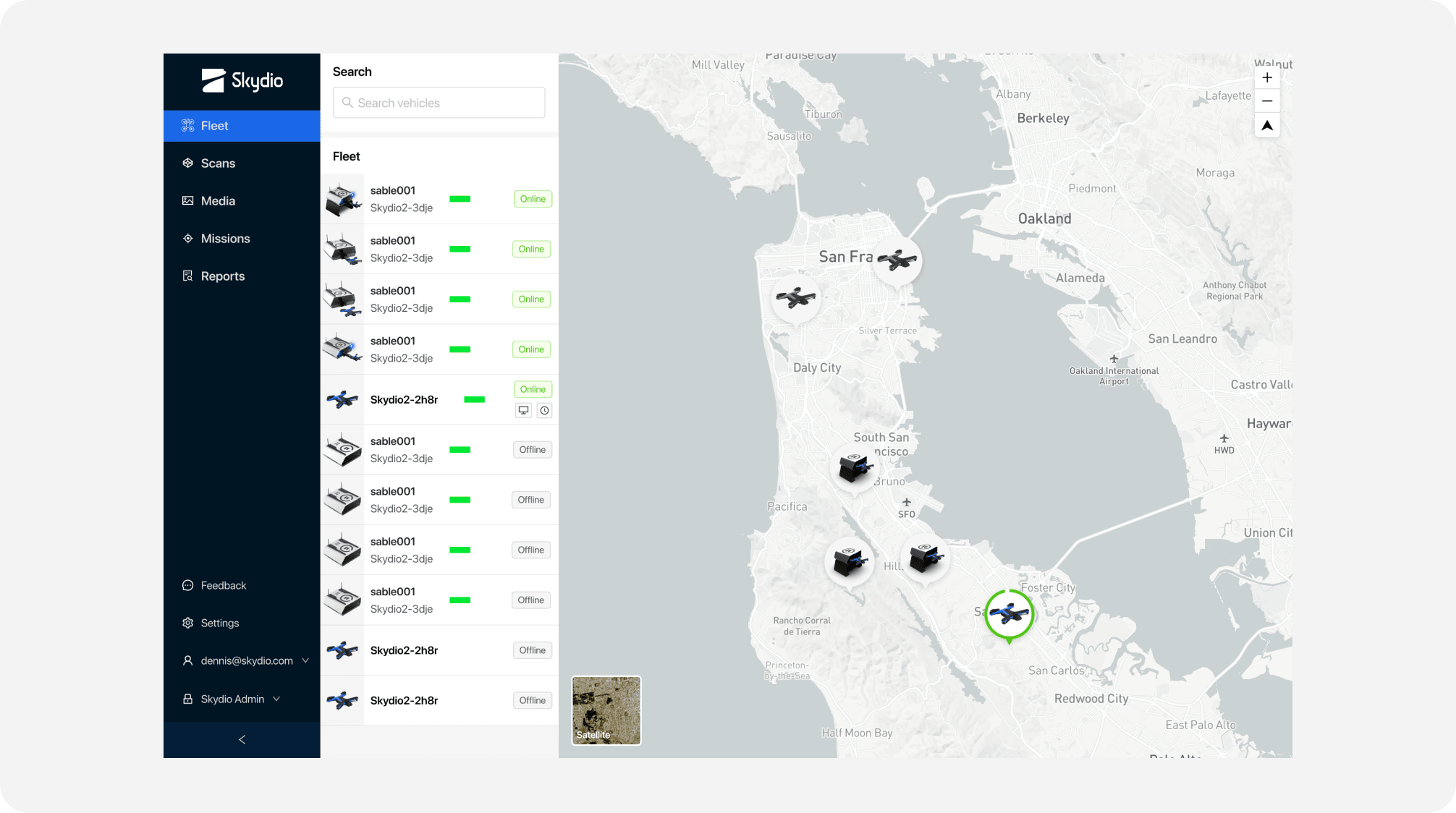 Skydio fleet management map view