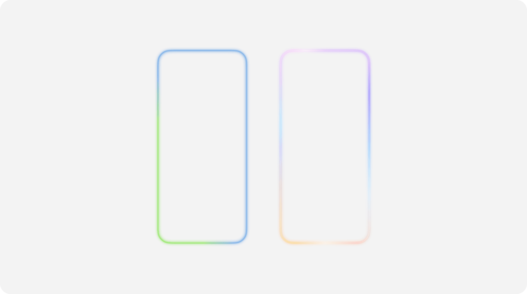 AGI phone frames with gradient glow borders signalling agent progress